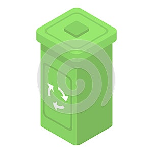 Plastic recycle bin icon, isometric style