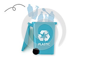 Plastic recycle garbage can - Concept of recycling and ecology
