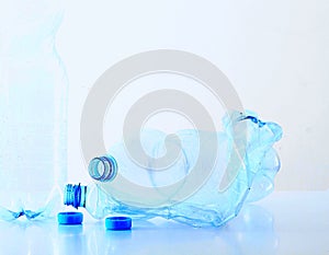 Plastic recycled bottles stock photo