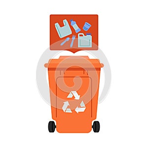 Plastic recycling bin vector illustration