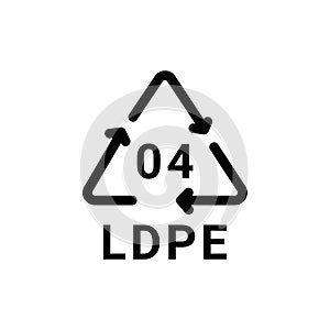 Plastic recycling code LDPE 04 line icon. Consumption code.