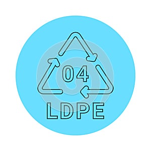 Plastic recycling code LDPE 04 line icon. Consumption code.