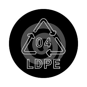 Plastic recycling code LDPE 04 line icon. Consumption code.