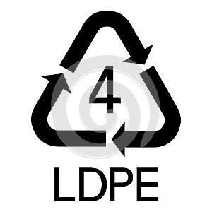 Plastic recycling code LDPE 4 symbol