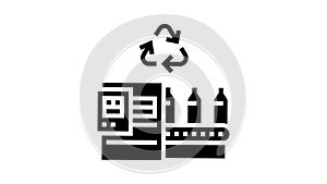 plastic recycling conveyor glyph icon animation