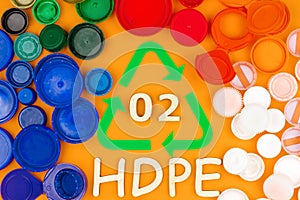 Plastic recycling sign with hdpe mark