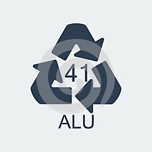 Plastic recycling symbol ALU 41,Wrapping Plastic, Label. Vector Illustration