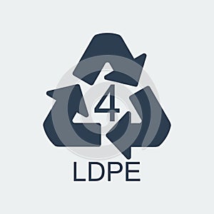 Plastic recycling symbol LDPE 4,Wrapping Plastic, Label. Vector Illustration