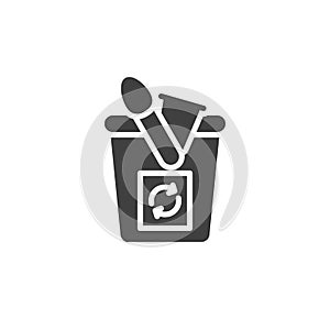 Plastic recycling waste vector icon
