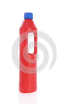 Plastic red bottle isolated over white background