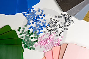 Plastic resin with color samples