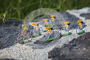 Plastic road cyclists outdoor. Competition. Peloton. photo