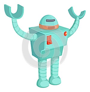 Plastic robot toy. Bot figure in cartoon style