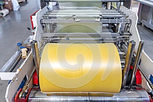 plastic roll on a machine for the production of polyethylene bags