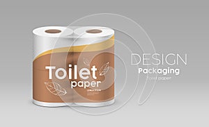 Plastic roll toilet paper packaging, leaf and brown design