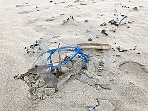 Plastic rope at a beach