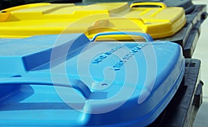 Plastic rubbish bins