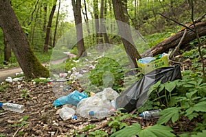Plastic Rubbish in Natural Forest photo