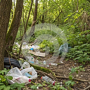 Plastic Rubbish in Natural Forest photo