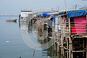 Plastic rubbish pollution in ocean. Photo showing pollution problem of garbage thrown directly into the sea with no proper trash