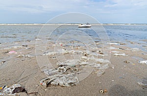 Plastic Rubbish washed up on a beach