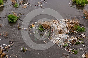 Plastic rubbish in Zanja Rud river in Ir photo