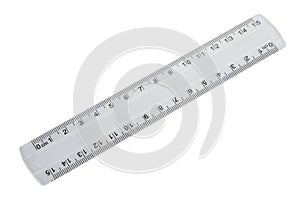 Plastic ruler, protractor isolated on white background