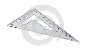 Plastic ruler, protractor triangle isolated on white background