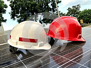 Plastic safety helmet isolated on panel surya background