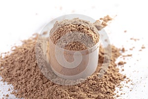 A Plastic Scoop of Chocolate Protein Powder Shake