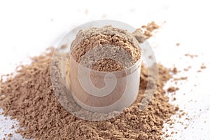 A Plastic Scoop of Chocolate Protein Powder Shake