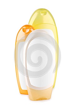 Plastic shampoo bottles