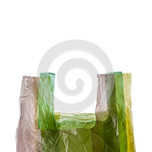 Plastic shopping bags on white
