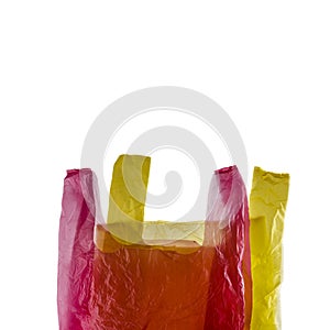 Plastic shopping bags on white