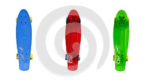 Plastic skateboards isolated on white