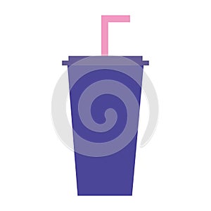 Plastic soda cup with straw