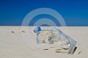Plastic soup: plastic bottle washed ashore