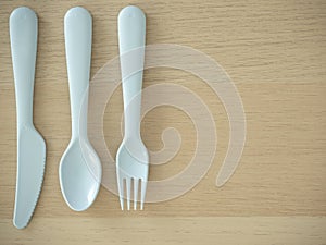 Plastic spoon and fork, bright color