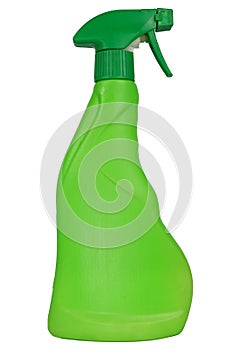 Plastic spray bottle. Green plastic sprayer.