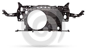 Plastic stiffener reinforcement for the front panel of the car black body spare part of the strengthener of bumper. Equipment for photo