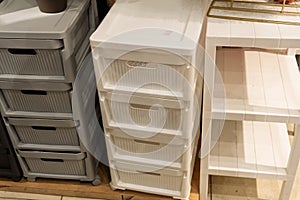 Plastic Storage Drawers and Shelves Display