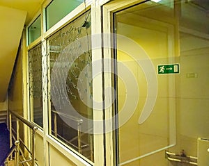 Plastic structures in operation; interior glass walls and doors.