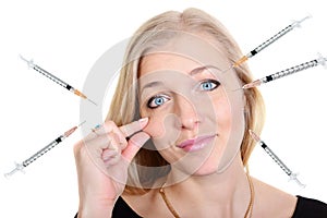 Plastic surgery beauty portrait of a woman with injectors