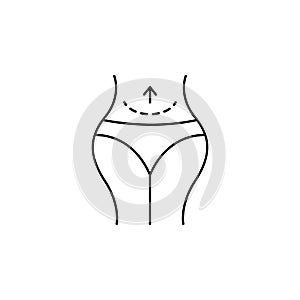 plastic surgery belly line icon on white background