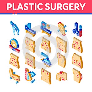 Plastic Surgery Clinic Isometric Icons Set Vector