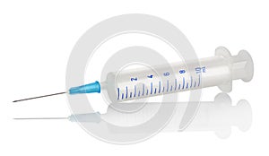 Plastic syringe isolated