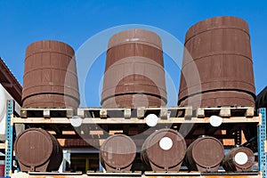 Plastic tanks and barrels of various capacities photo