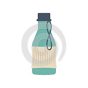 Plastic thermo bottle icon. Flat illustration of plastic thermo bottle vector icon isolated on white background