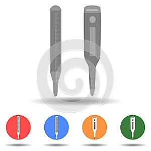 Plastic thermometer and digital thermometer icon