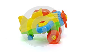 Plastic toys for baby in white background